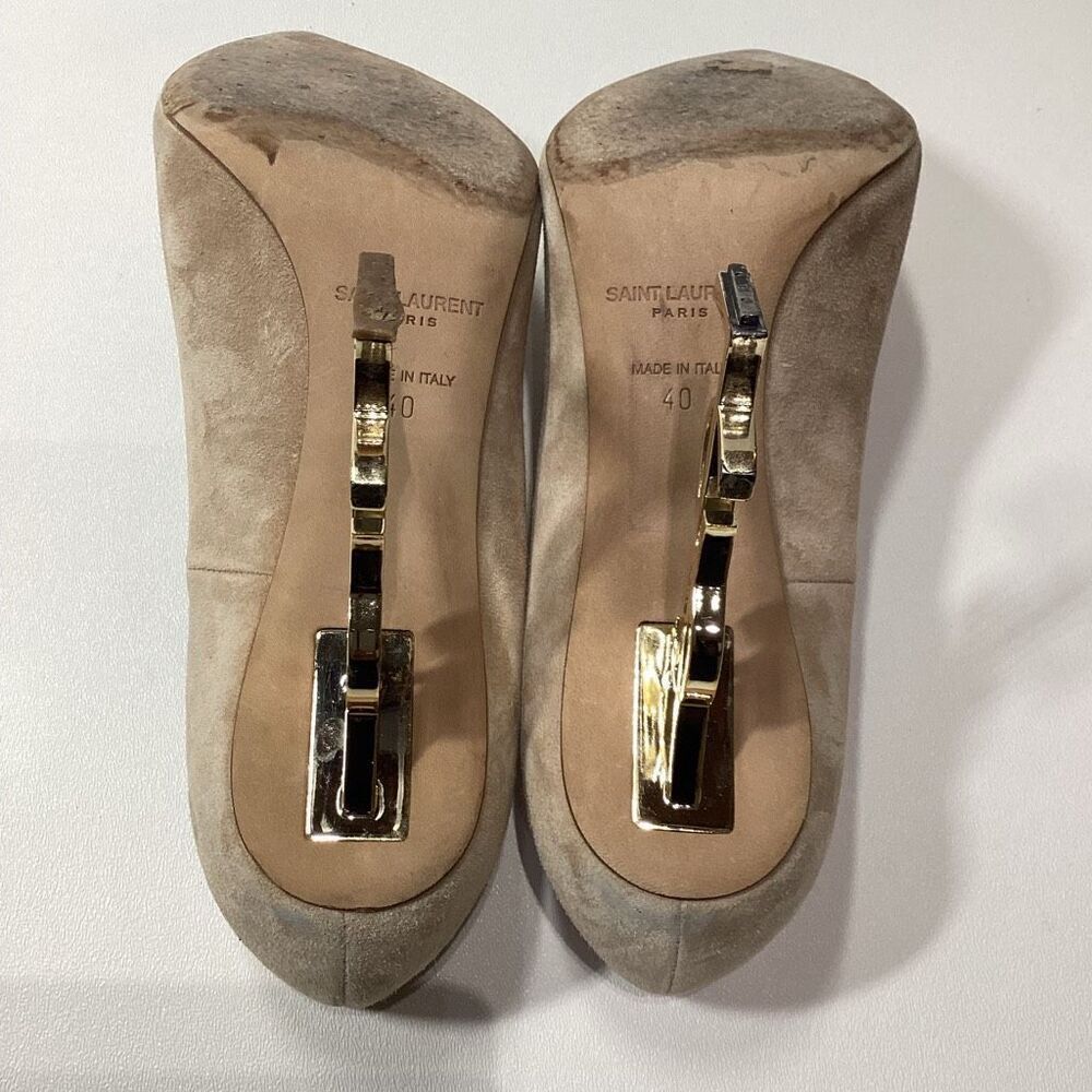 Yves Saint Laurent YSL Opyum Gold Suede Beige Pump Size EU 40 - Picture 12 of 17